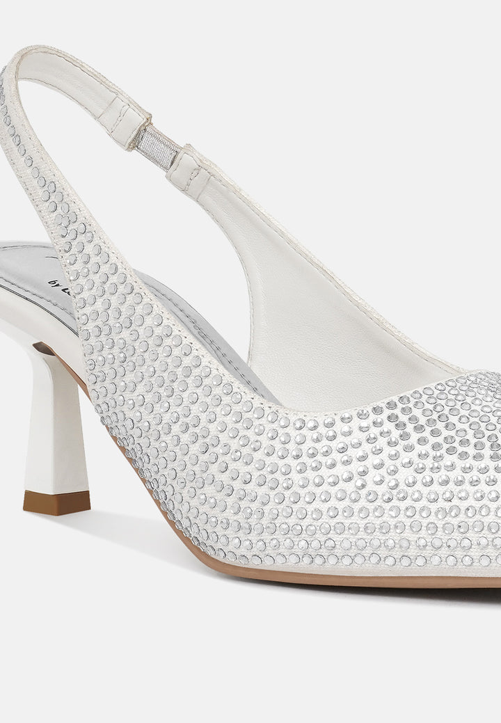 women rhinestonesâ slingbackâ pumps#color_white