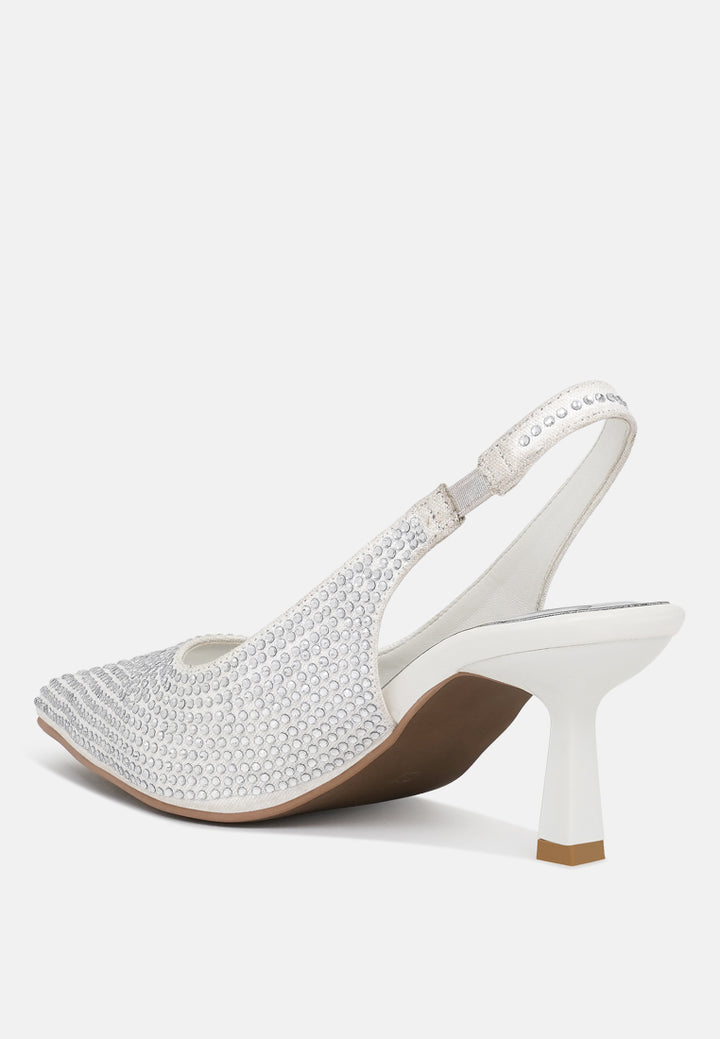women rhinestonesâ slingbackâ pumps#color_white