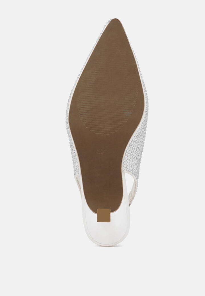 women rhinestonesâ slingbackâ pumps#color_white