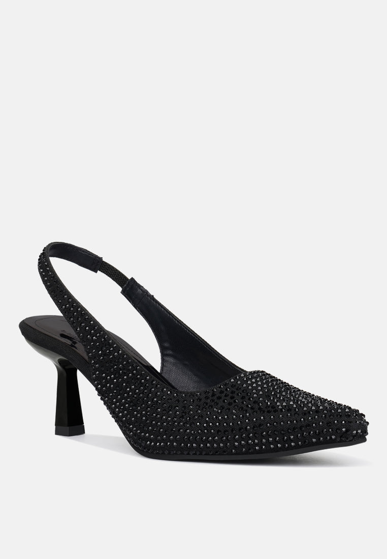 women rhinestonesâ slingbackâ pumps#color_black