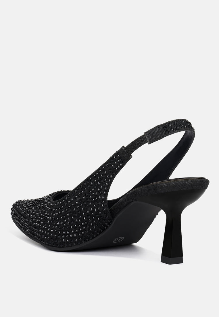 women rhinestonesâ slingbackâ pumps#color_black
