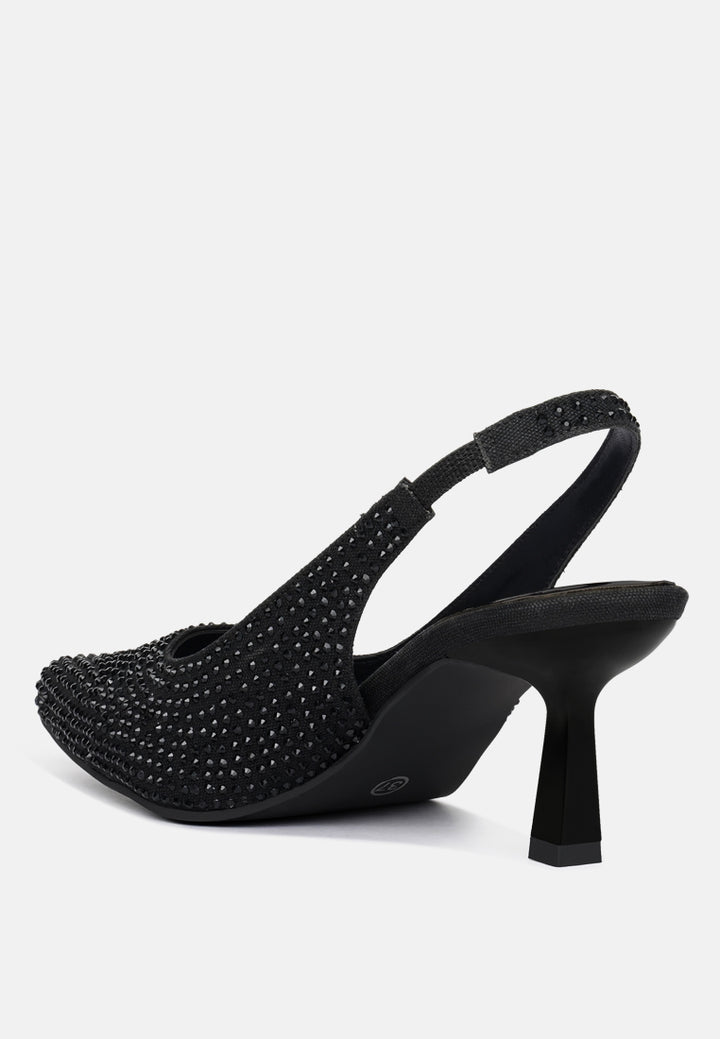 women rhinestonesâ slingbackâ pumps#color_black