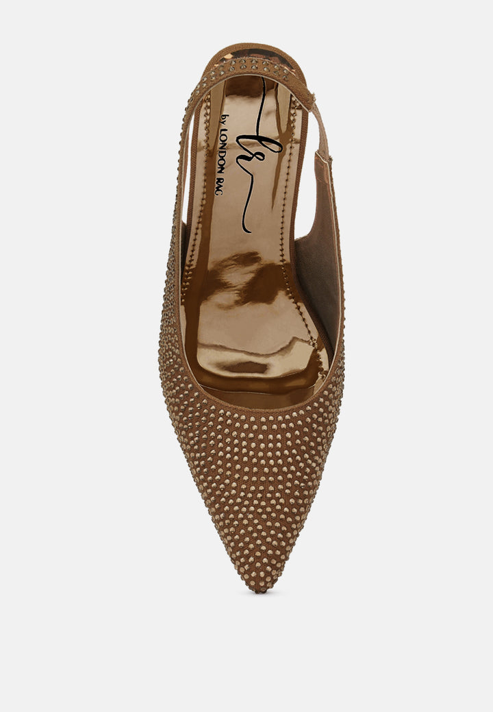 women rhinestonesâ slingbackâ pumps#color_tan