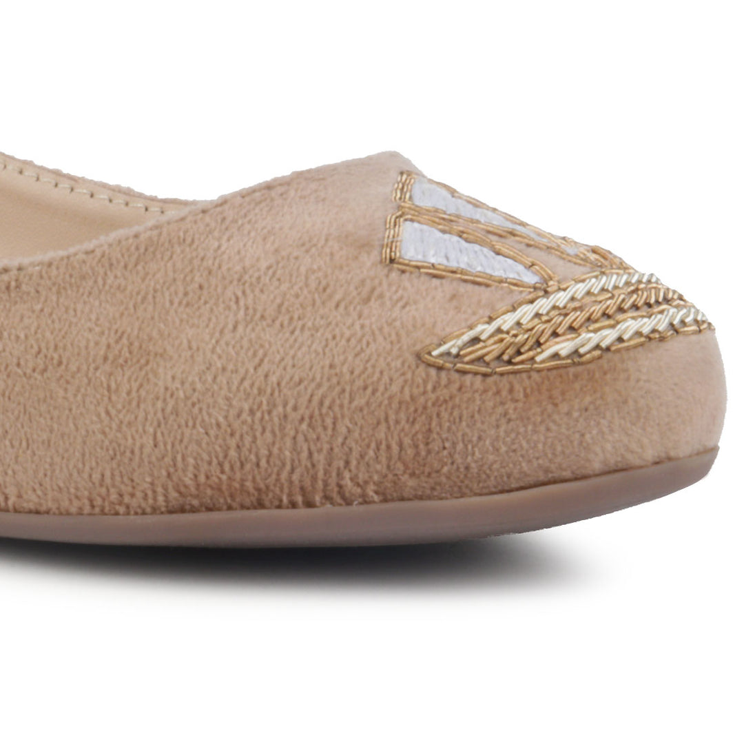 Beige Boat Island Suede Ballerinas