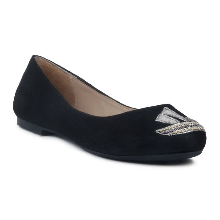 Black Boat Island Suede Ballerinas