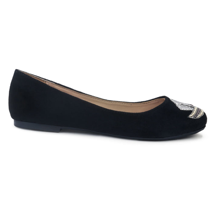 Black Boat Island Suede Ballerinas