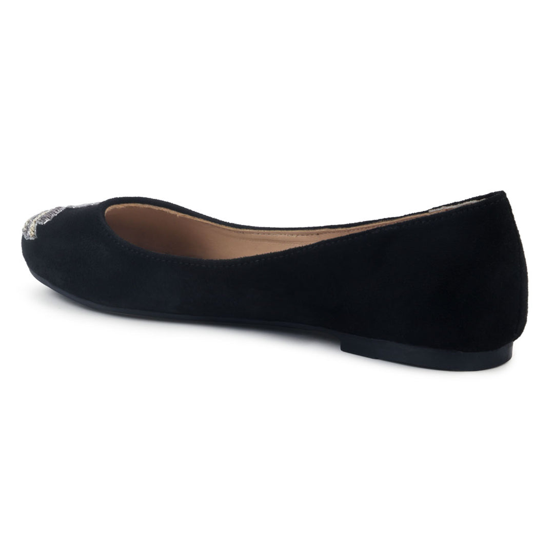 Black Boat Island Suede Ballerinas