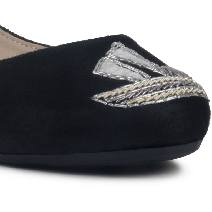 Black Boat Island Suede Ballerinas