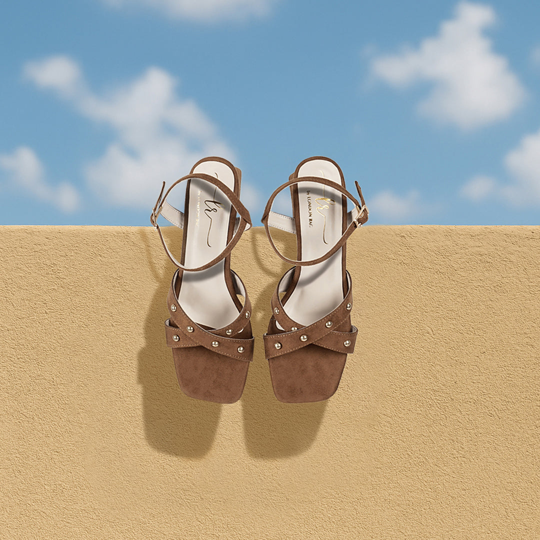 Women Open-Toe Studded Ankle Strap Sandals