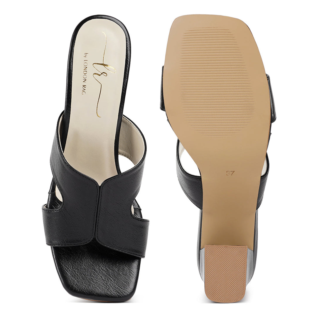 women square toe block heels#color_black