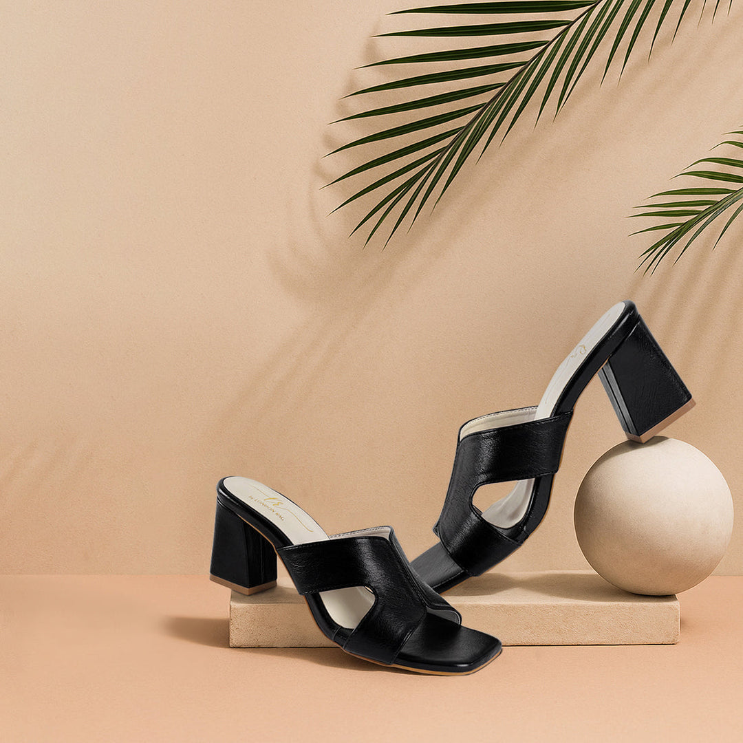 women square toe block heels#color_black