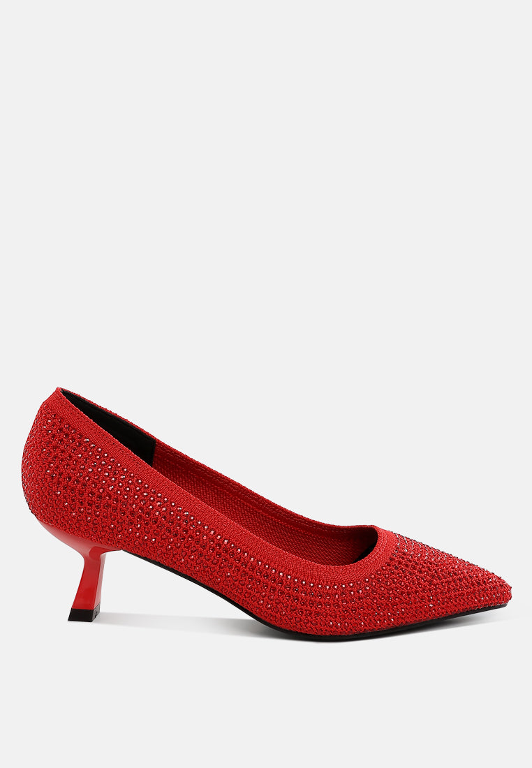 breathable flyknit rhinestone pumps
#color_red