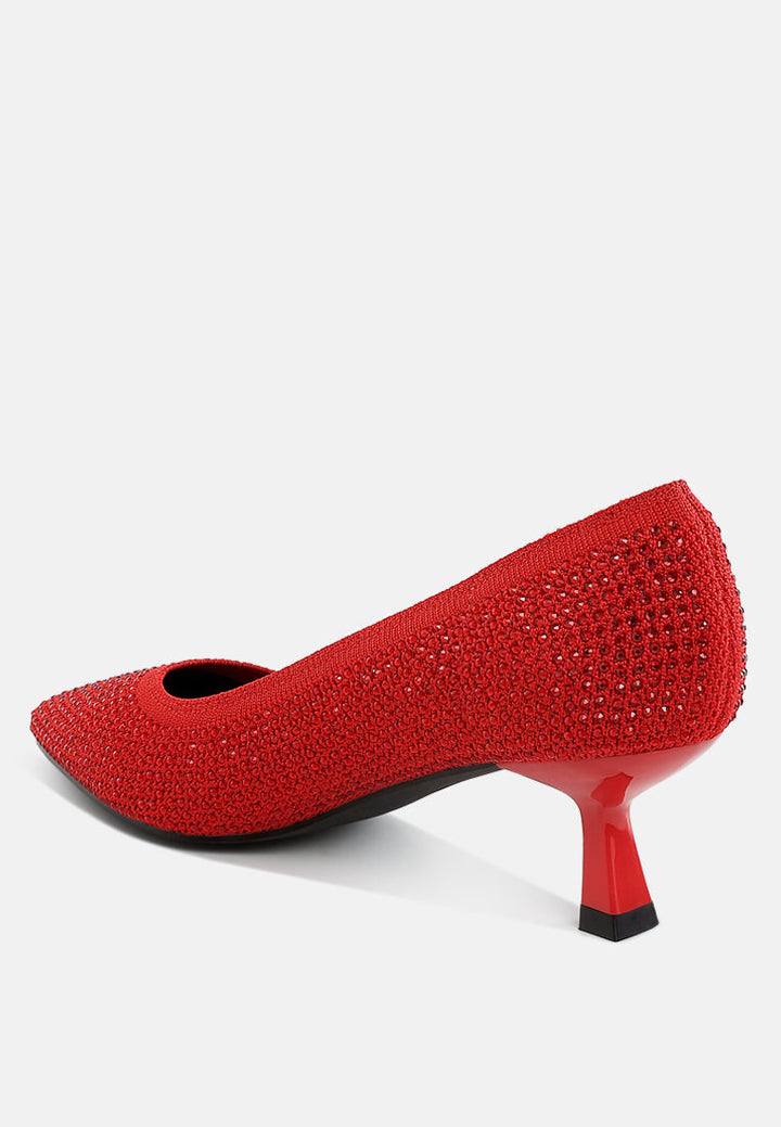 breathable flyknit rhinestone pumps
#color_red