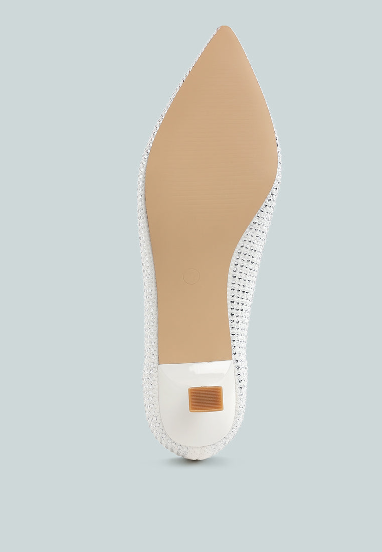 breathable flyknit rhinestone pumps
#color_white