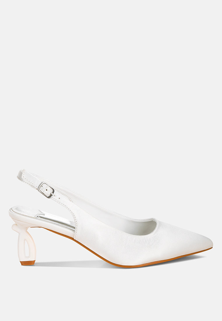 satin pointed toe slingbacks#color_white