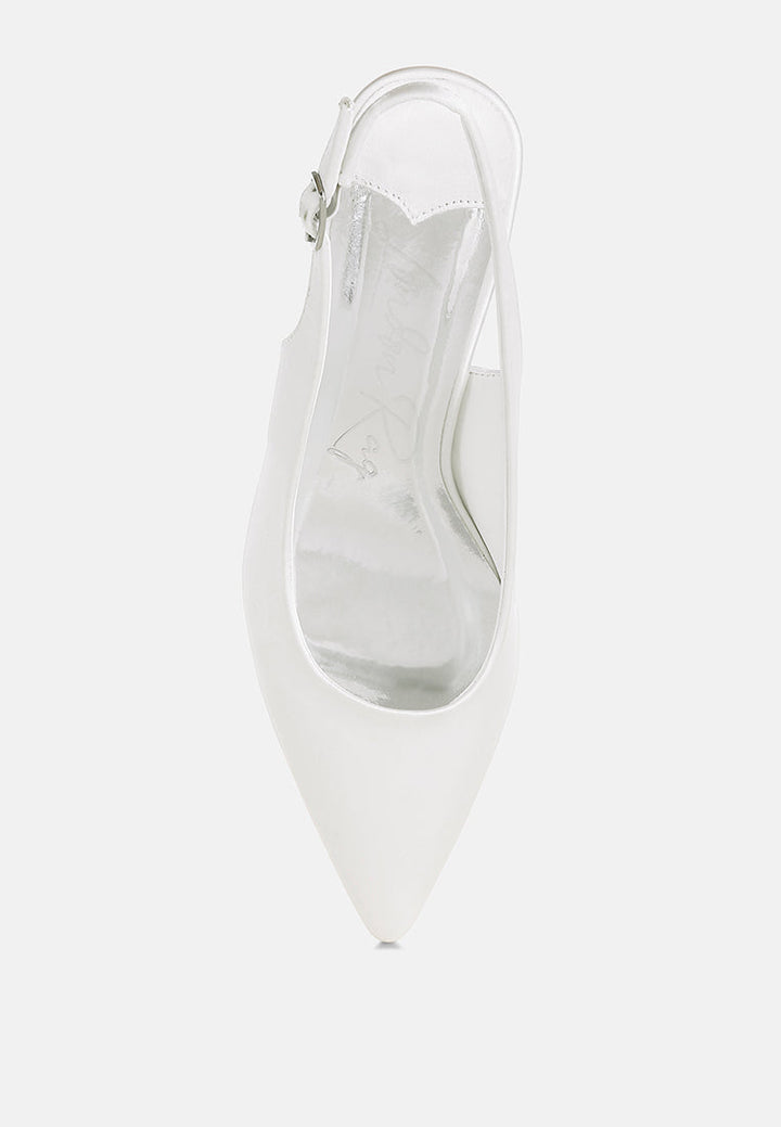satin pointed toe slingbacks#color_white