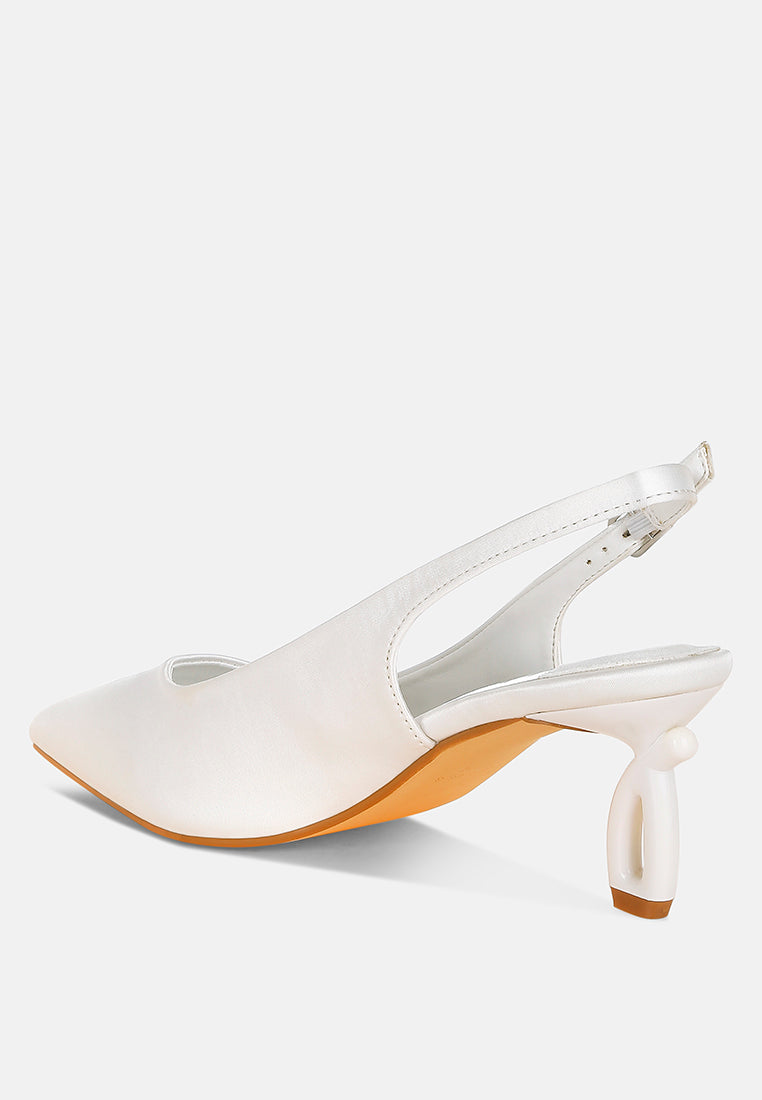 satin pointed toe slingbacks#color_white
