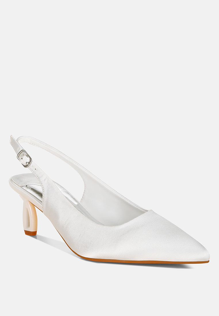 satin pointed toe slingbacks#color_white