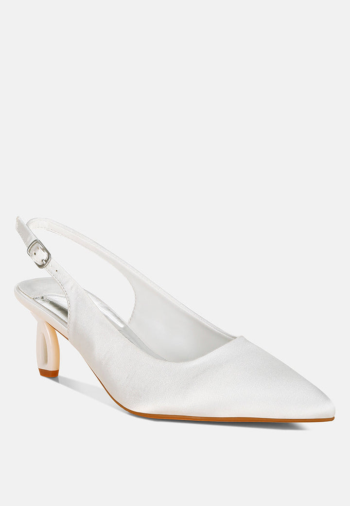satin pointed toe slingbacks#color_white