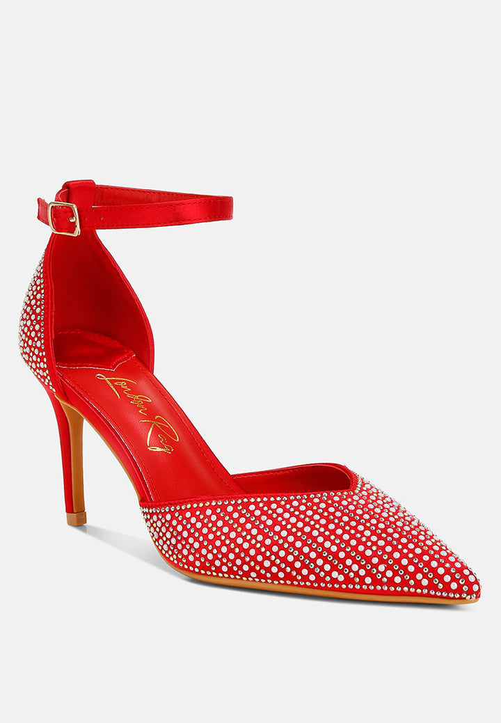 pearls & sequins embellished stiletto sandals#color_red