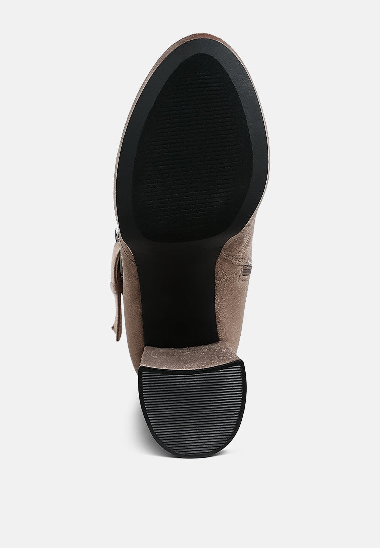 women flared block heel mid-calf boots#color_taupe