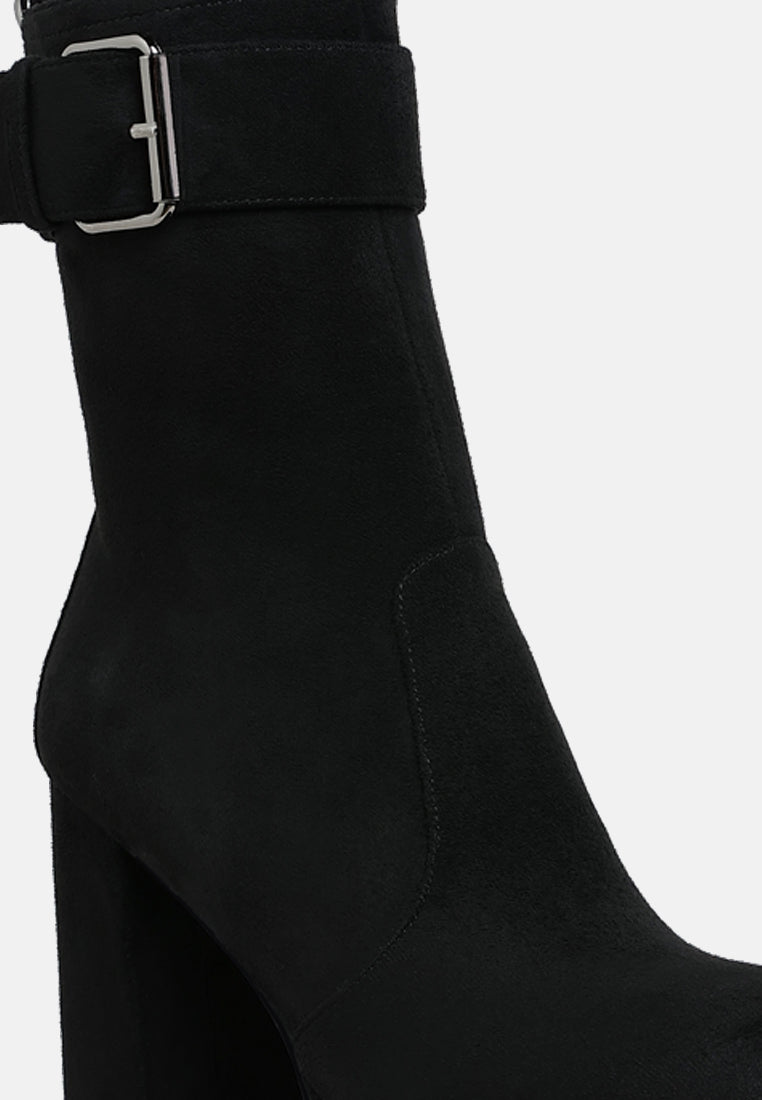 women flared block heel mid-calf boots#color_black