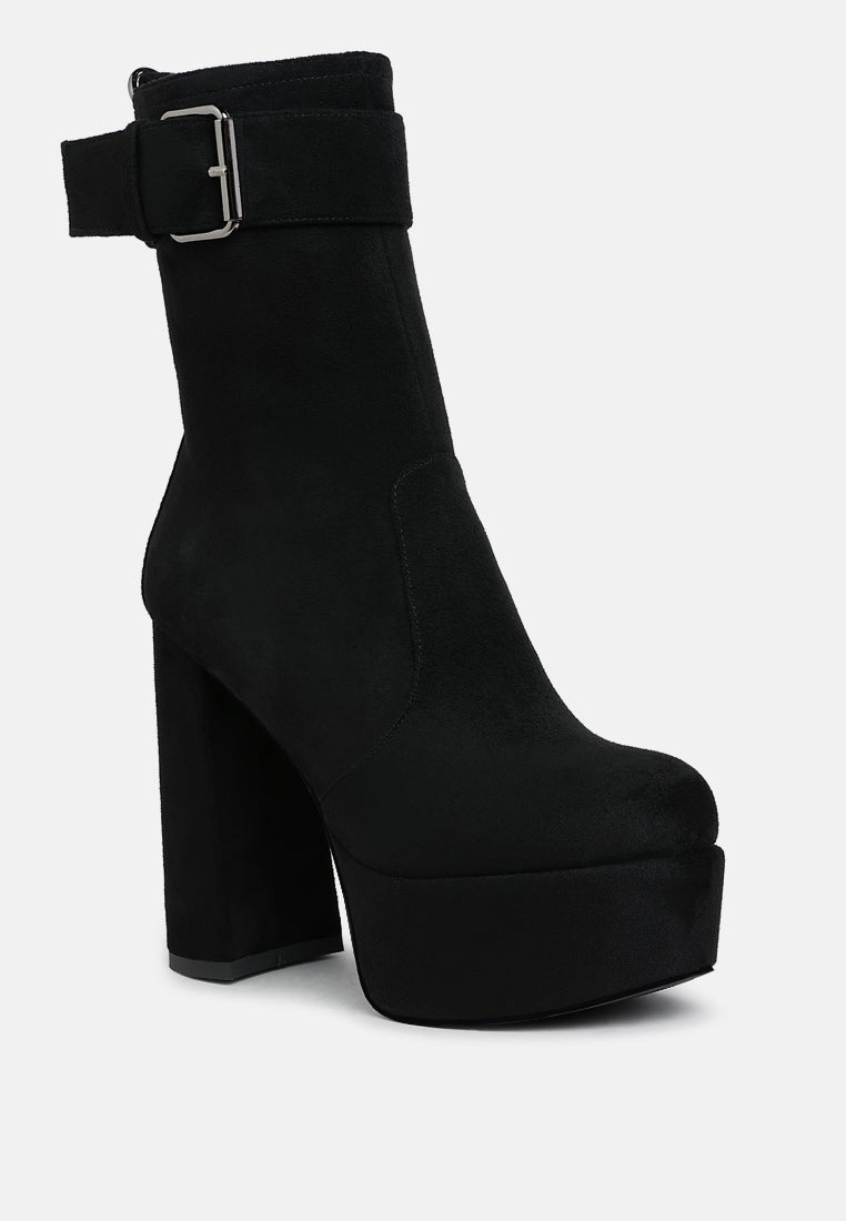 women flared block heel mid-calf boots#color_black