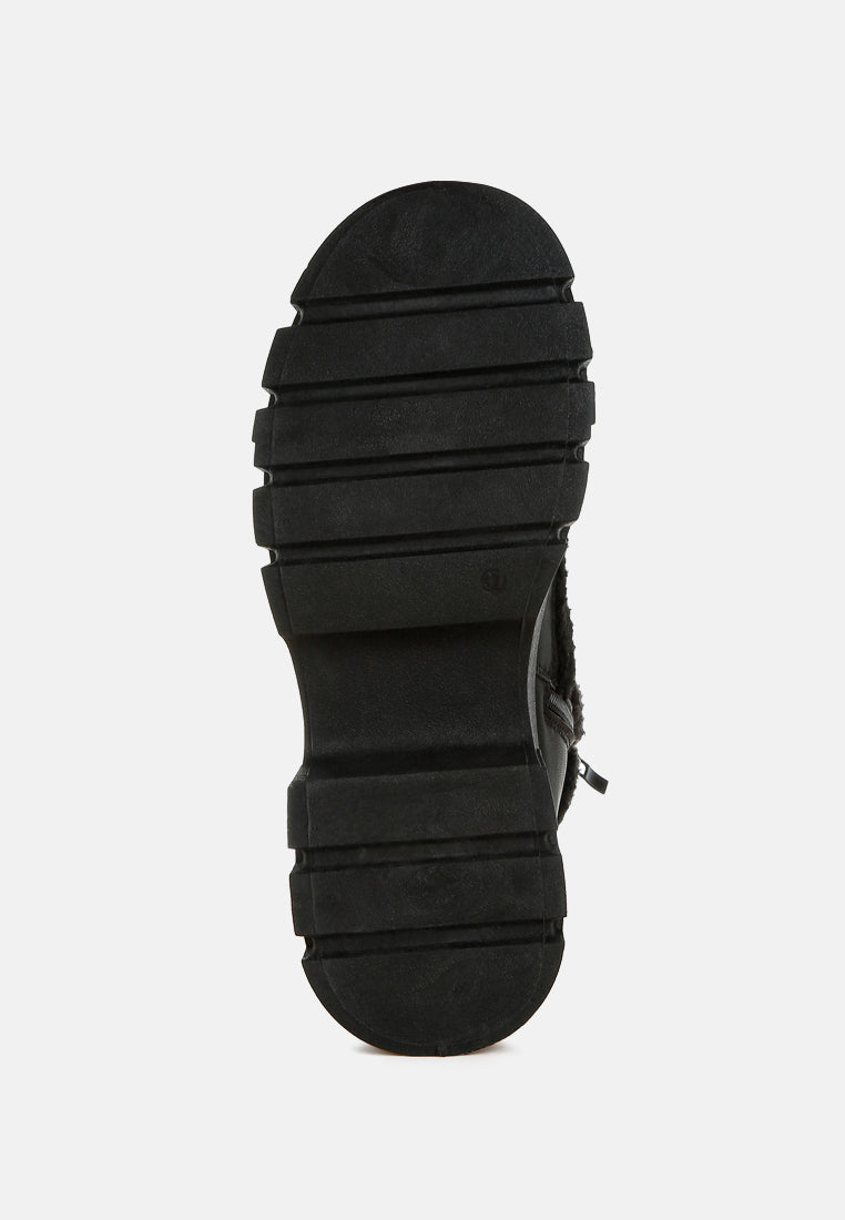 women faux fur detail chunky hiker boots#color_black