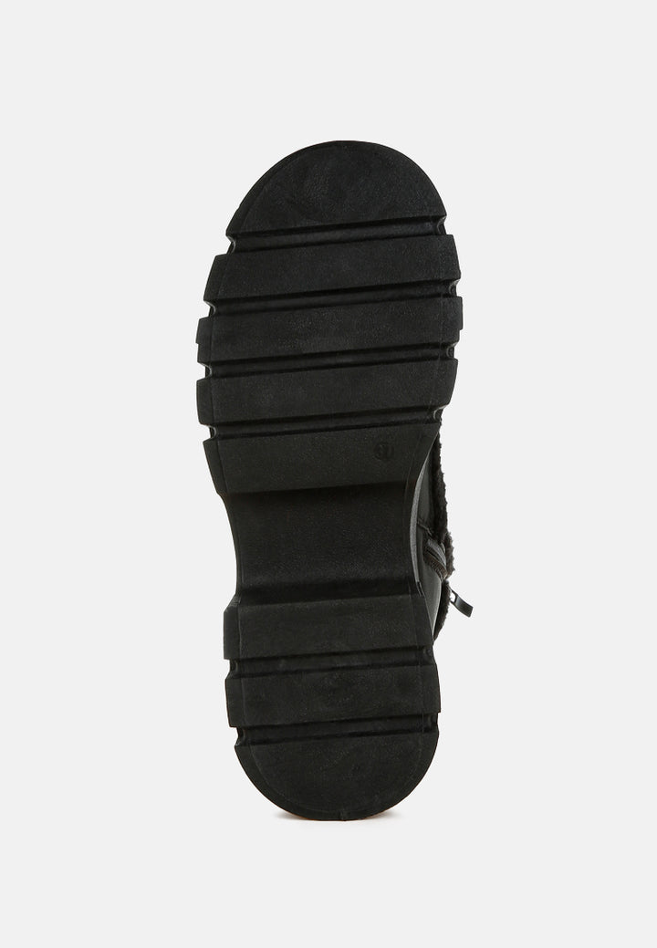 women faux fur detail chunky hiker boots#color_black