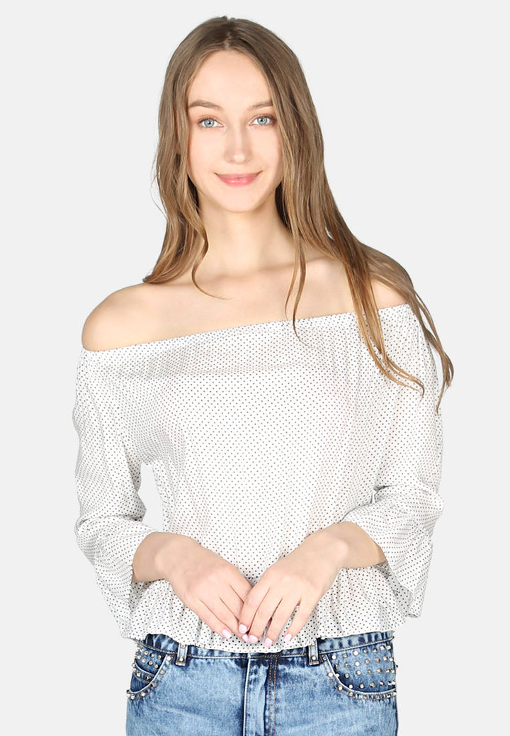 Women Polka Dot Off Shoulder Top
