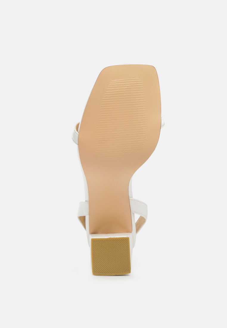 women square toe block heeled sandal#color_white