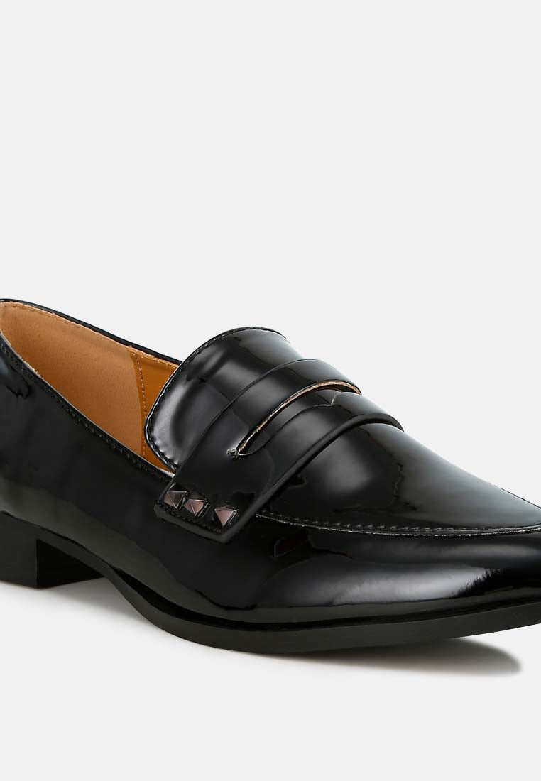 women patent pleather penny loafers#color_black