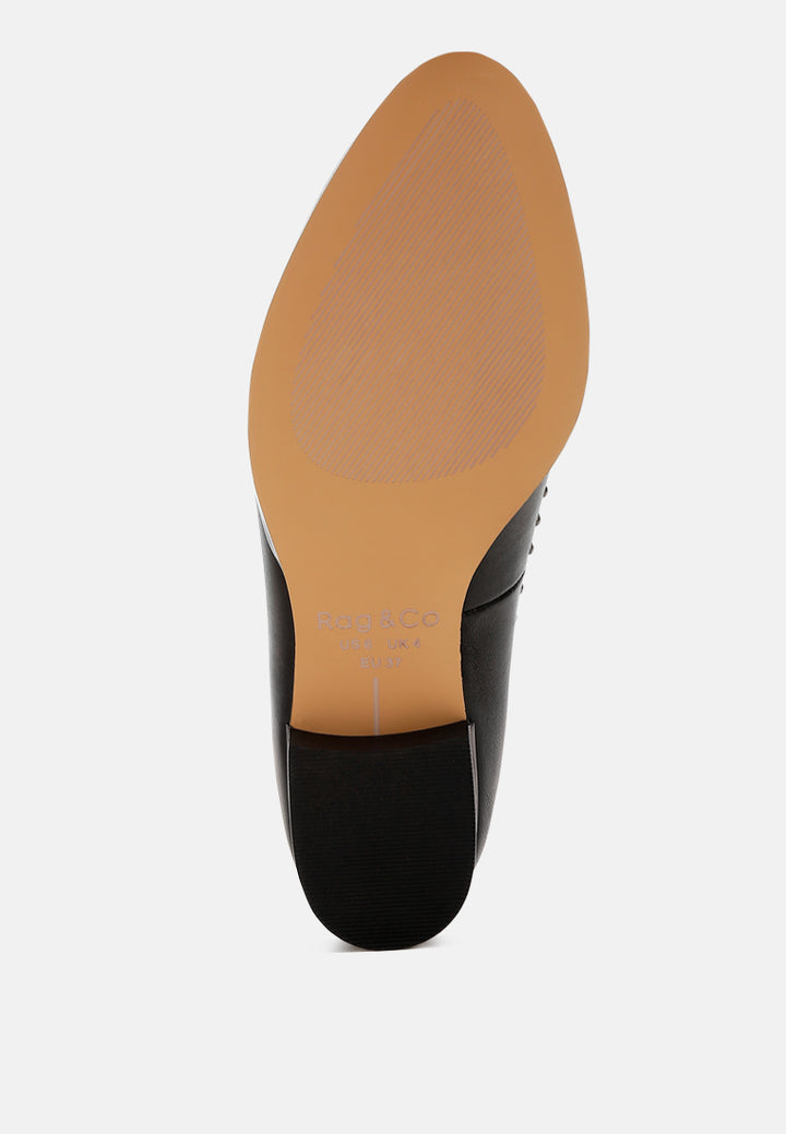 women delicate stud detail leather loafers#color_black