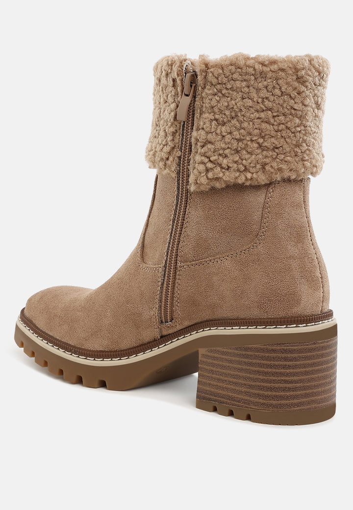 women faux fur & embroidery detail boots#color_beige