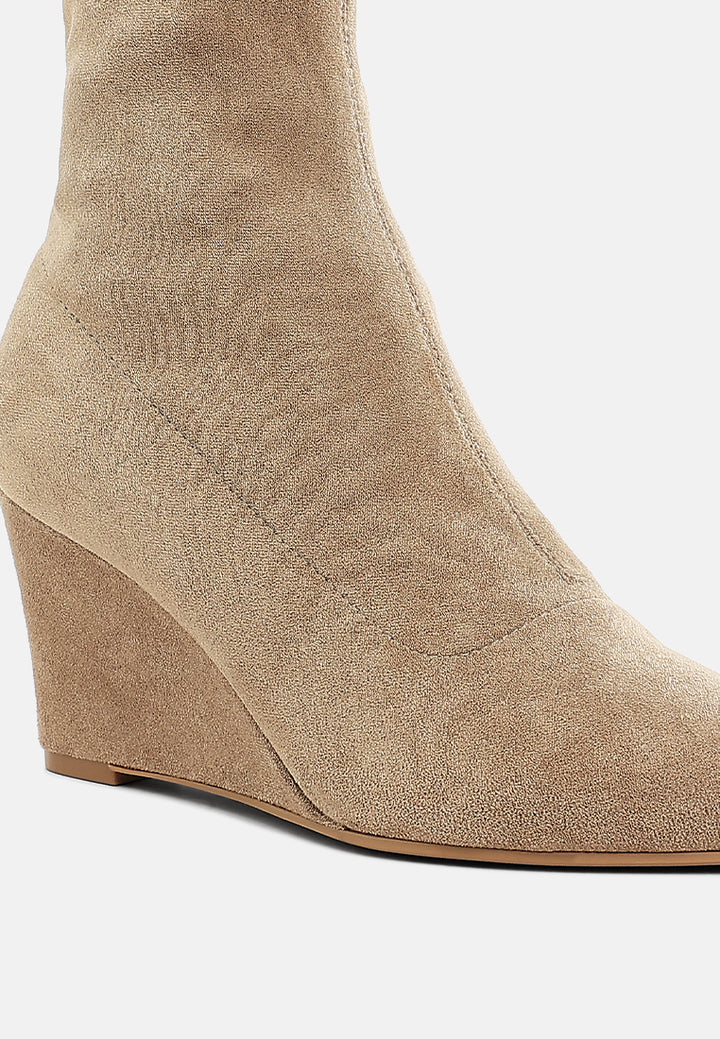 women microfiber wedge sock boots#color_beige