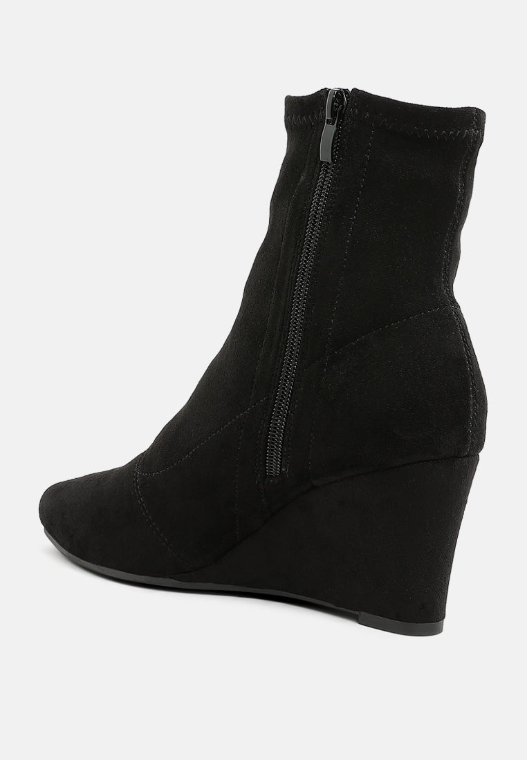 women microfiber wedge sock boots#color_black