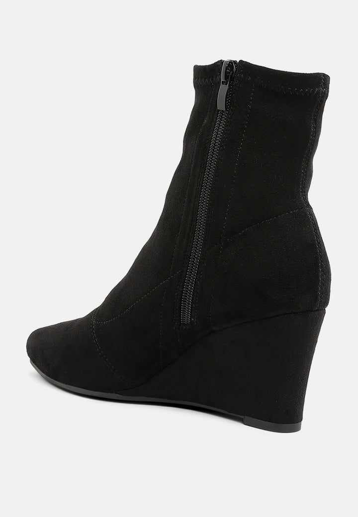 women microfiber wedge sock boots#color_black