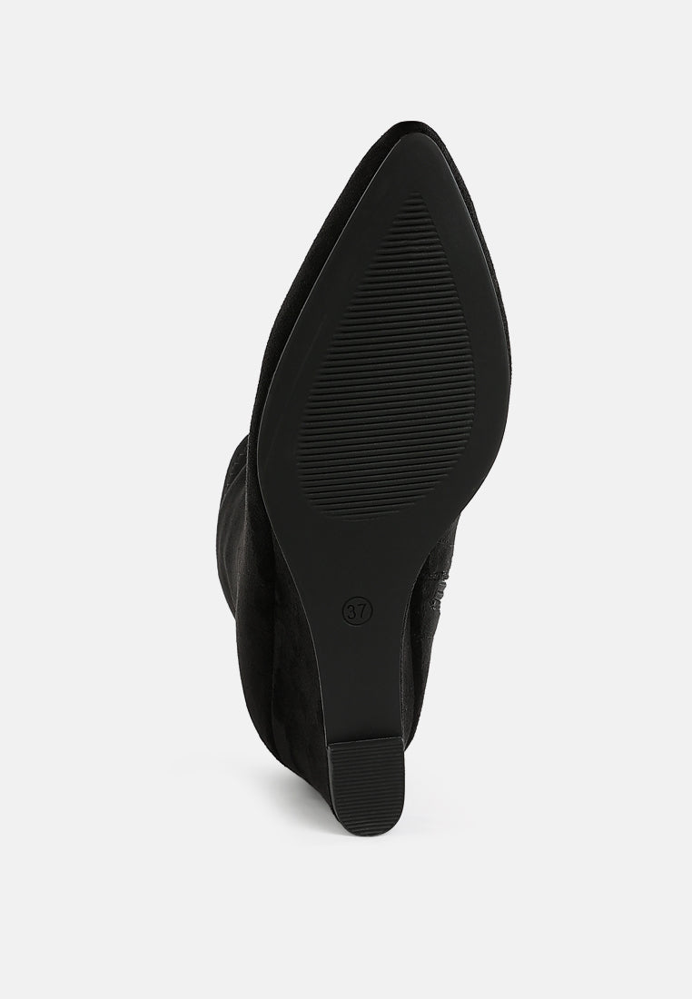 women microfiber wedge sock boots#color_black