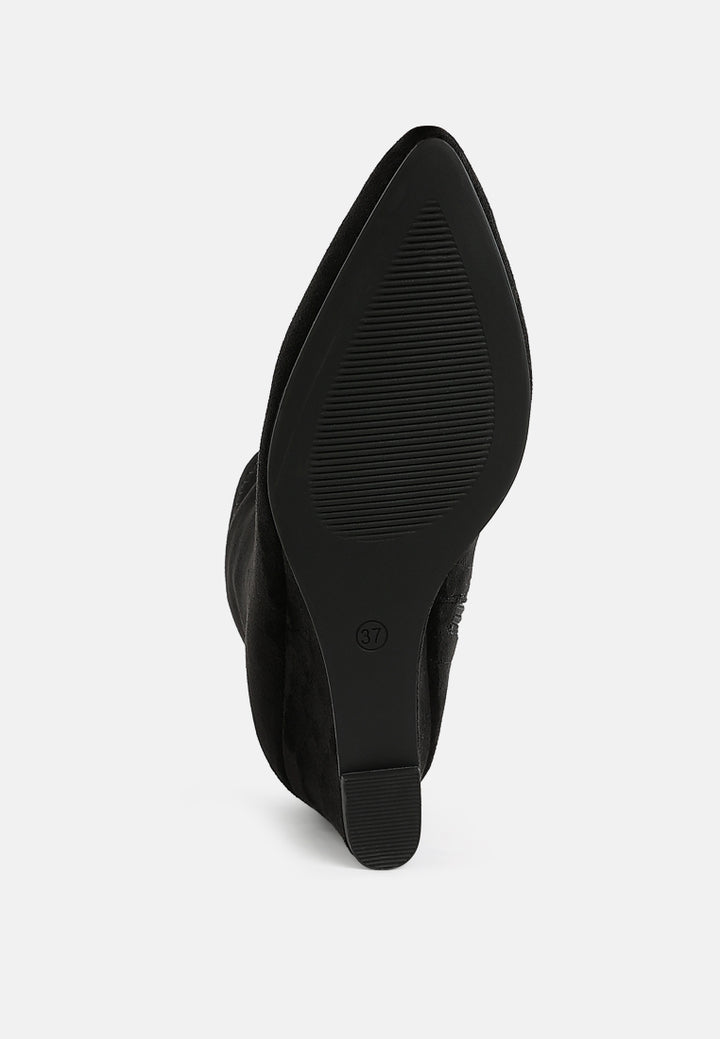 women microfiber wedge sock boots#color_black