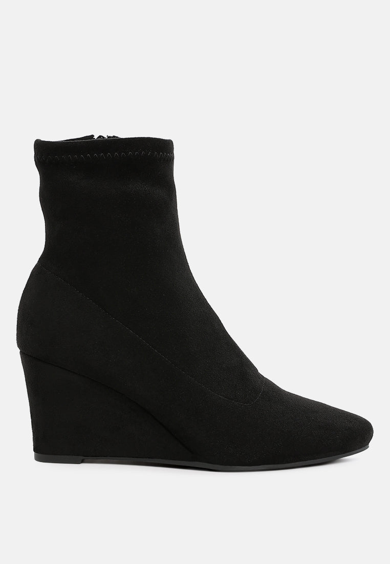 women microfiber wedge sock boots#color_black