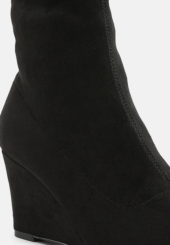 women microfiber wedge sock boots#color_black