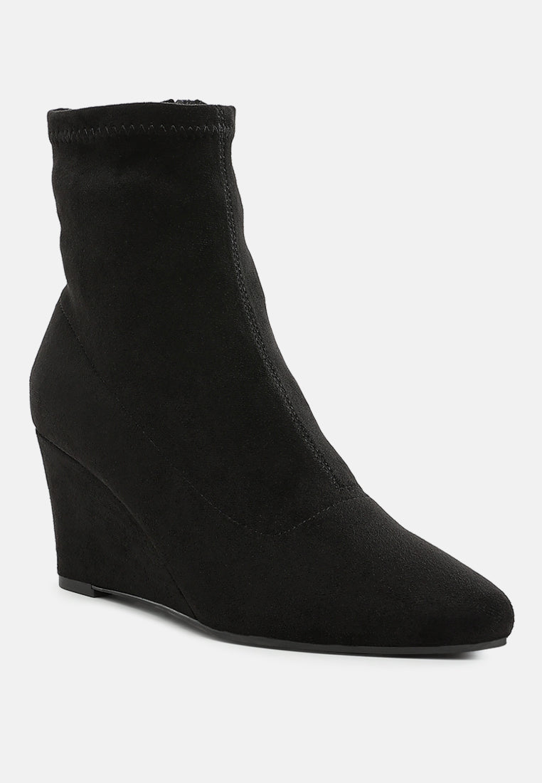women microfiber wedge sock boots#color_black