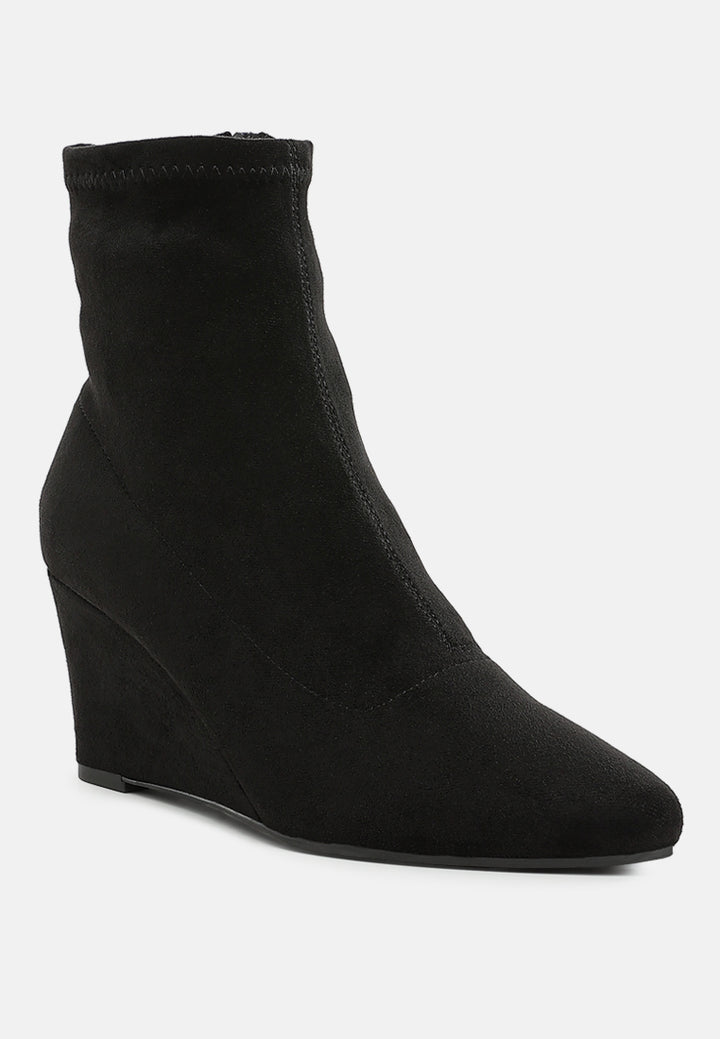 women microfiber wedge sock boots#color_black