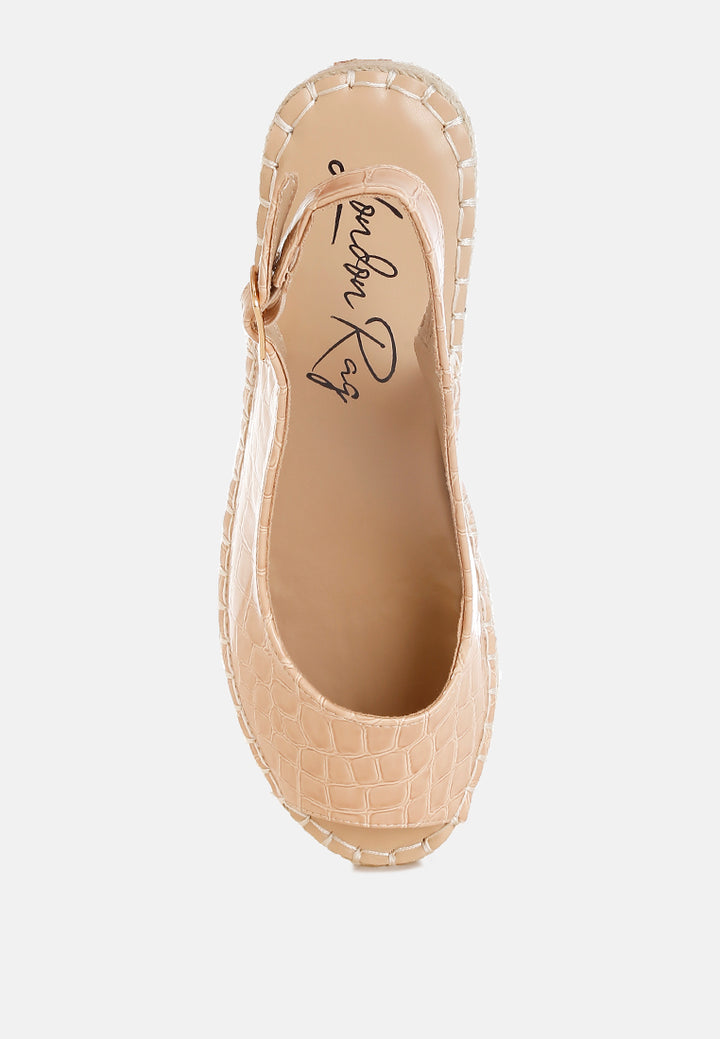 Women Croco Peep Toe Wedges