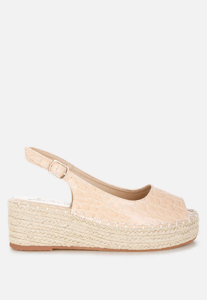 Women Croco Peep Toe Wedges