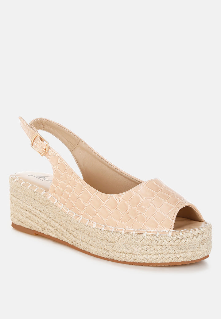 Women Croco Peep Toe Wedges