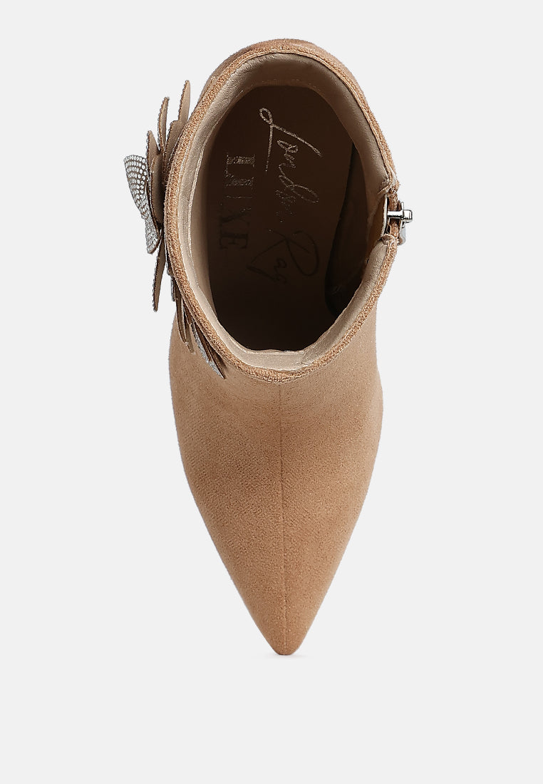 women rhinestones petal detail boots#color_beige