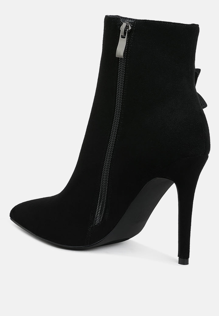 women rhinestones petal detail boots#color_black