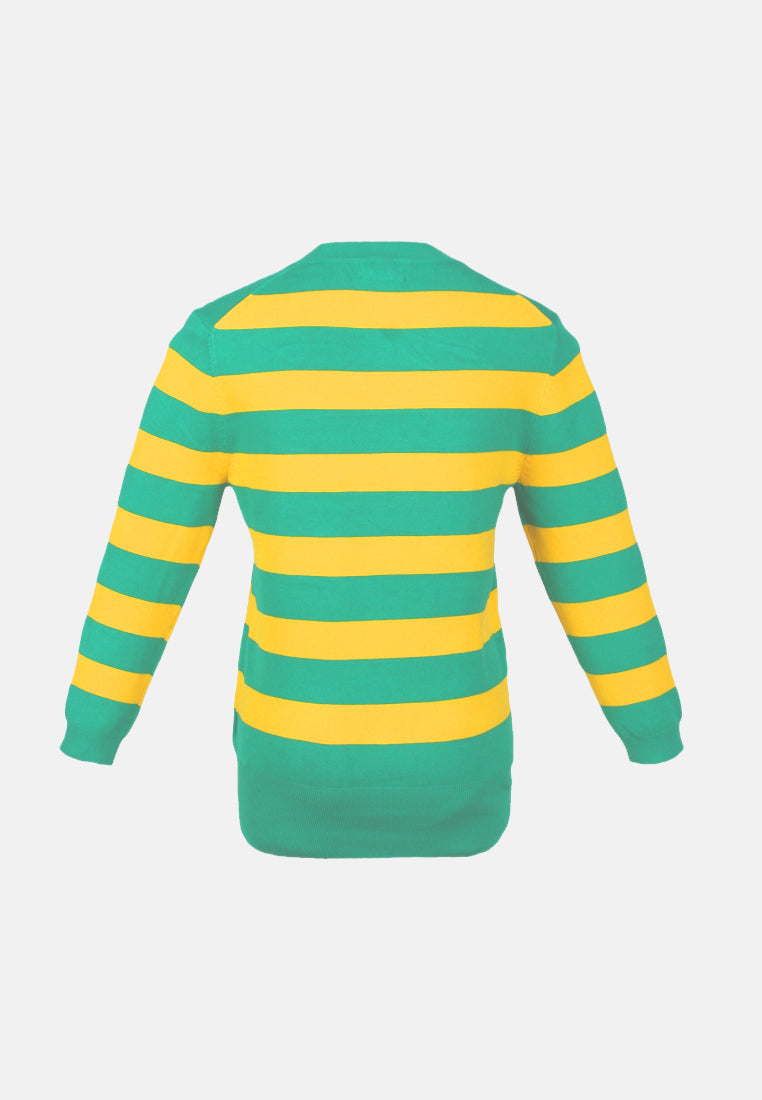 women fine knit striped sweater#color_mango