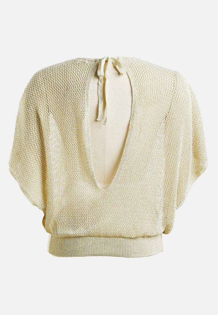 Knitted Sheer Top#color_cream